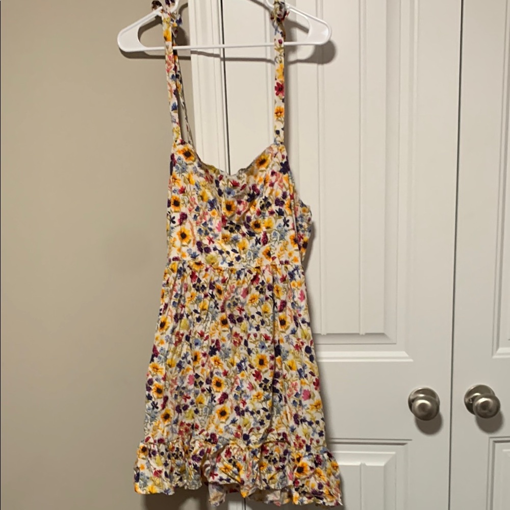 Floral Sundress with Yellow and Purple Accents
